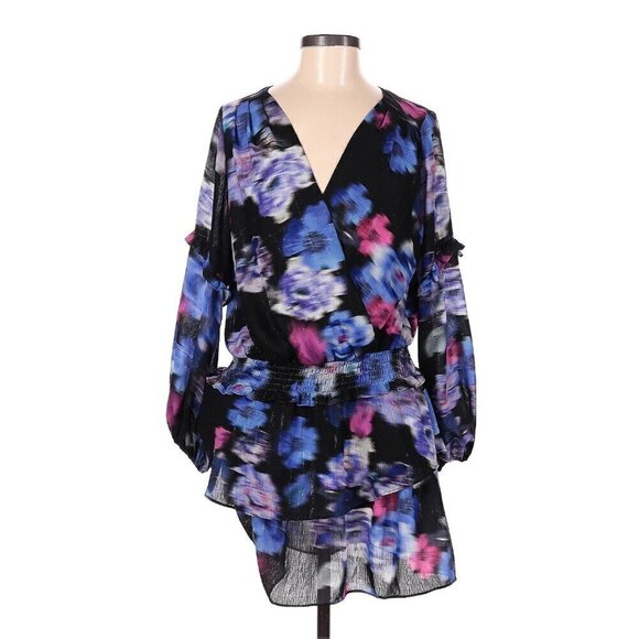 Amanda Uprichard Lowen Violetta Dress Size S Metallic Blurred Floral Print Party - Picture 2 of 6